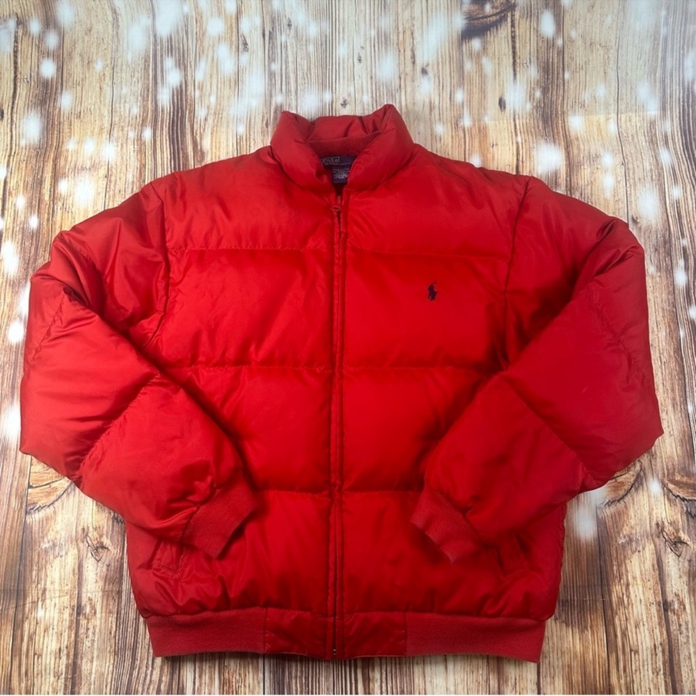 Ralph Lauren Red Puffer Jacket with Quilted Design Size Large Women’s